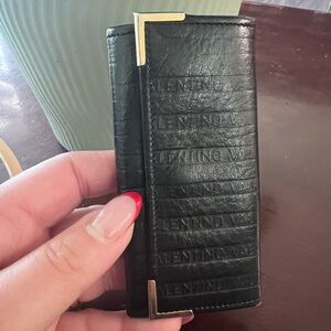 Valentino Black Embossed Leather Key Case
